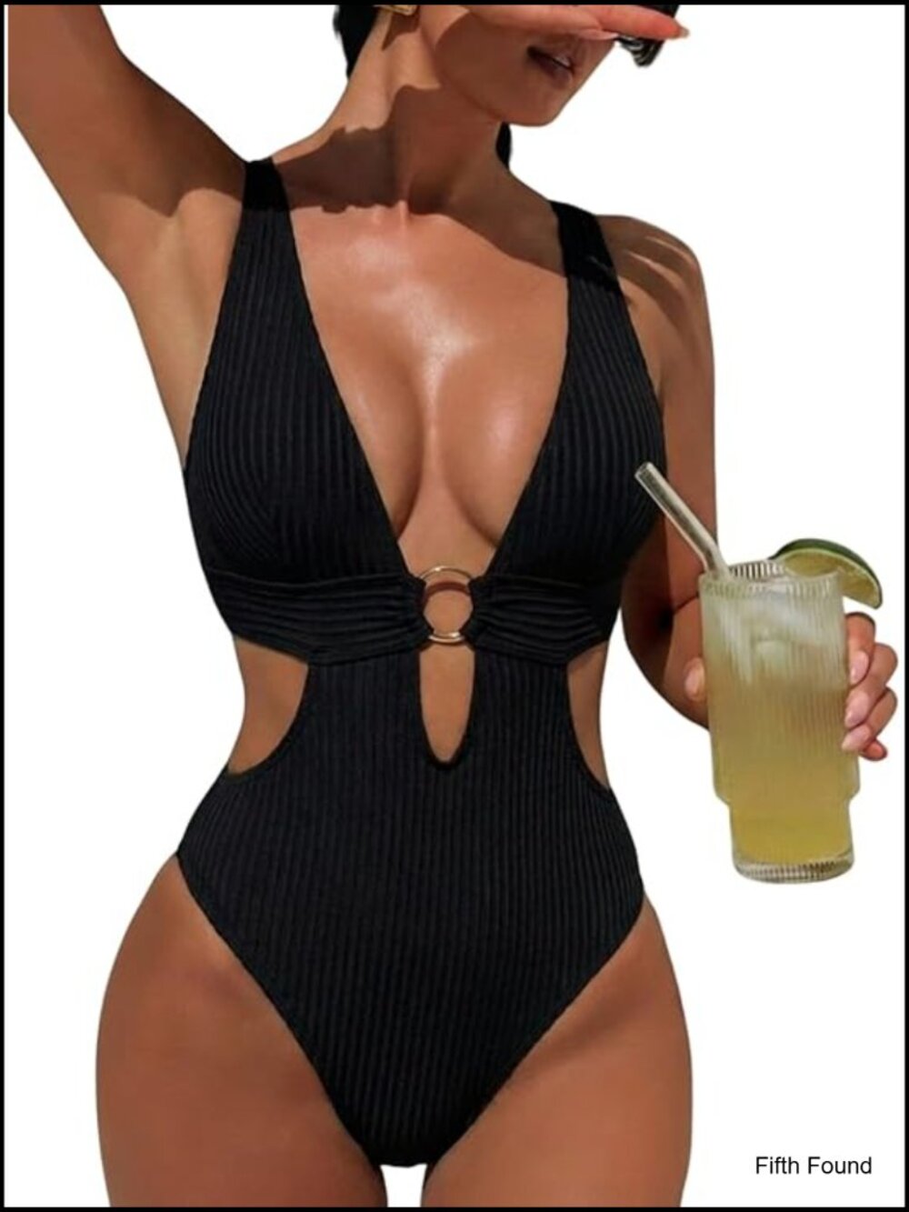 Sexy High Cut Cheeky One Piece Swimsuit Monokini Plunge V Neck Cutout